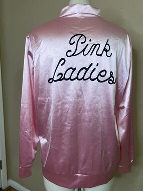 GREASE Pink Ladies logo Satin Bomber Jacket L 💕💕